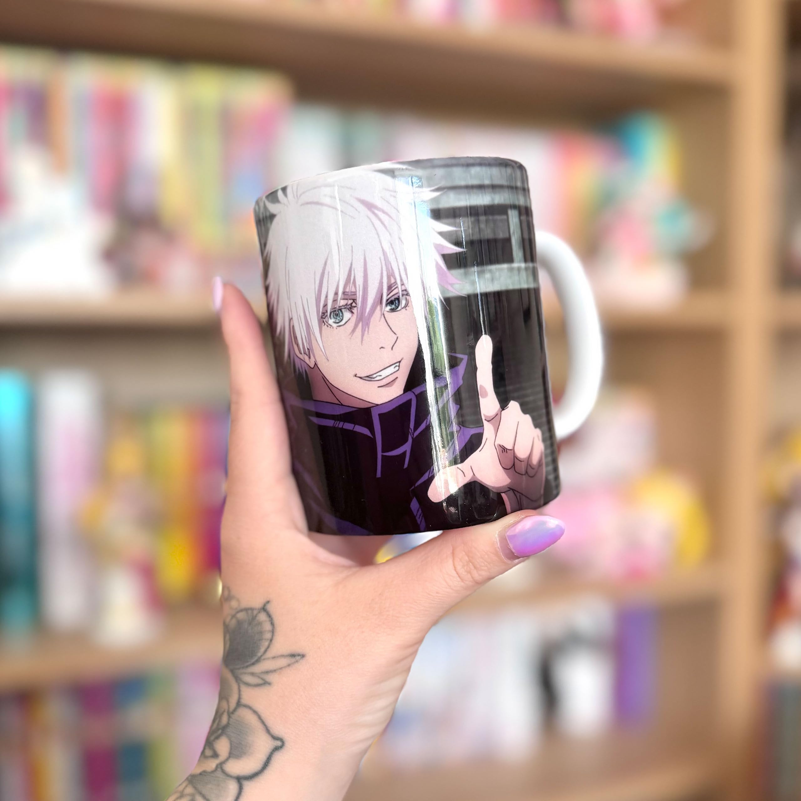 Elbenwald Coffee Mug with Satoru Gojo and Logo All-Around Print, for Jujutsu Kaisen-Fans, Capacity 320 Ml Height 9 Cm - Image 3