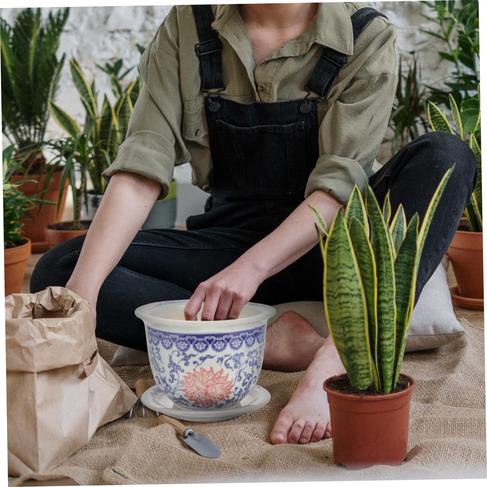1zestaw Ceramiczny Doniczka z Podstawką Zewnętrznej Średnicy Idealna Do Sukulentów i Kaktusów Do Ogrodu Balkon i Wnętrz z Otworem Odpływowym Oszczędza Miejsce