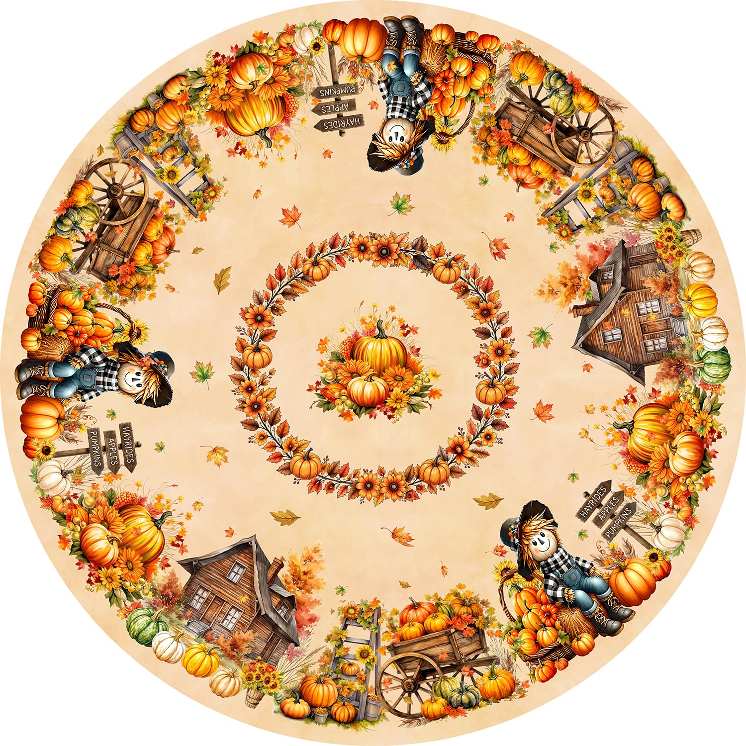 Sonalied Fall Round Tablecloth 60 Inch
