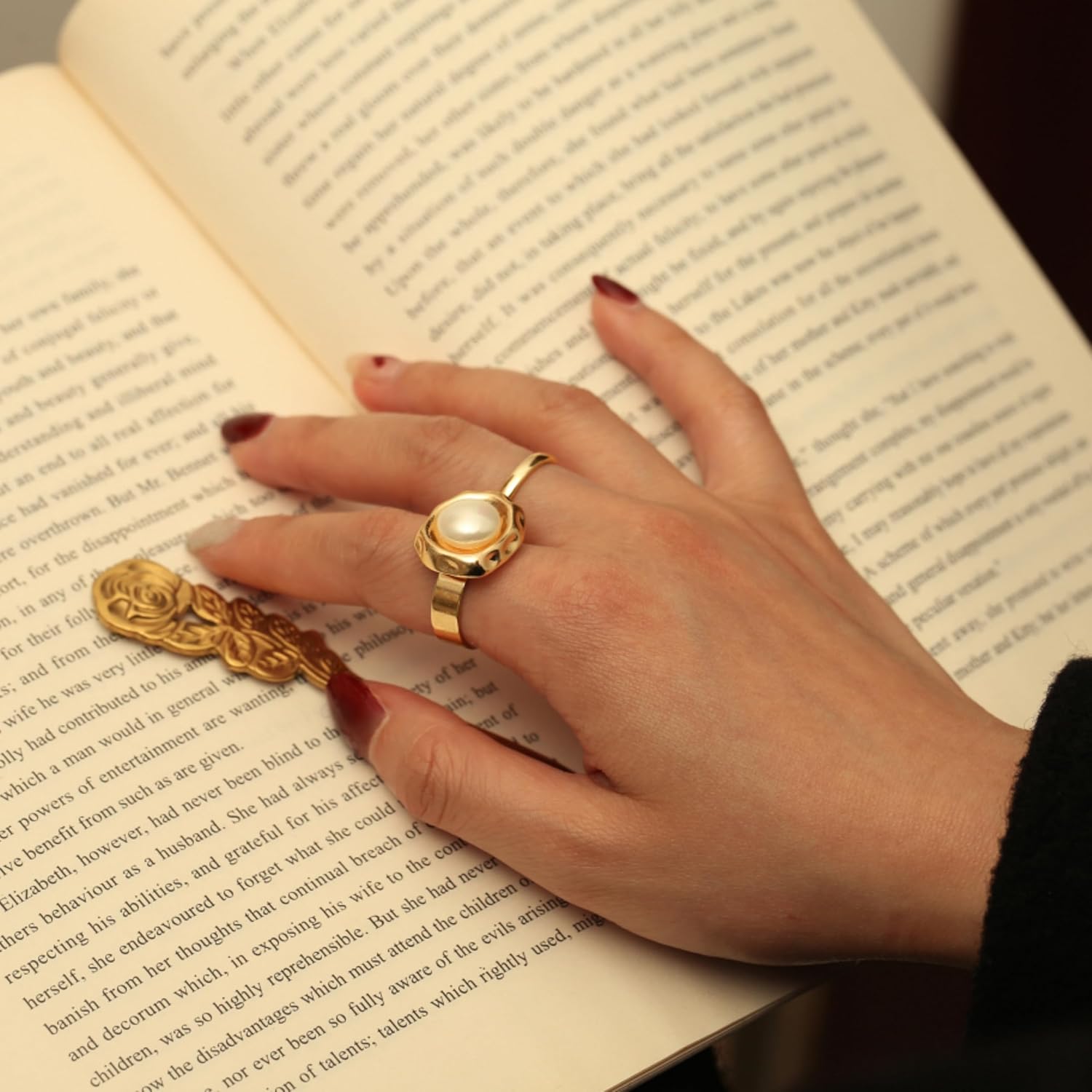 18k Gold Plated Adjustable Circle Ring, Simple Link Chain Knuckle Rings CZ, Fashion Stacking Finger Jewelry - Image 6