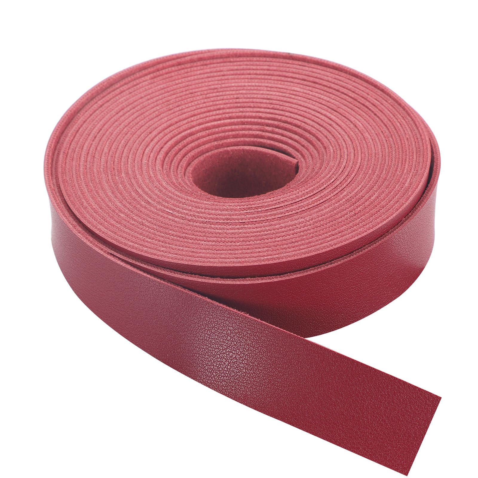 CDY Faux Leather Strap 1 Inch Wide 200 Inches Long Leather Strip for DIY Craft Projects,Soft Leather Straps 2mm Thick Very Suitable for Traction Ropes, Bag Straps (Deep Red)