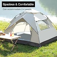 Vista 2 de Generic 2-4 Person Camping Dome Tent, Waterproof Windproof,Portable Tent Bag,Automatic Pop Up Camping Tent with 2 Doors and 2 Mesh