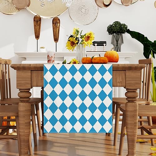 Miniatura 2 de Camino de mesa de lino azul para el Oktoberfest, fiesta bávara, mantel de bandera alemana, decoración y suministros para fiesta de cerveza para el