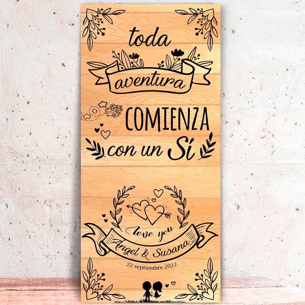 Decoración Boda | Cartel Boda Aventura Claro (Cartón) | 70cm x 150cm