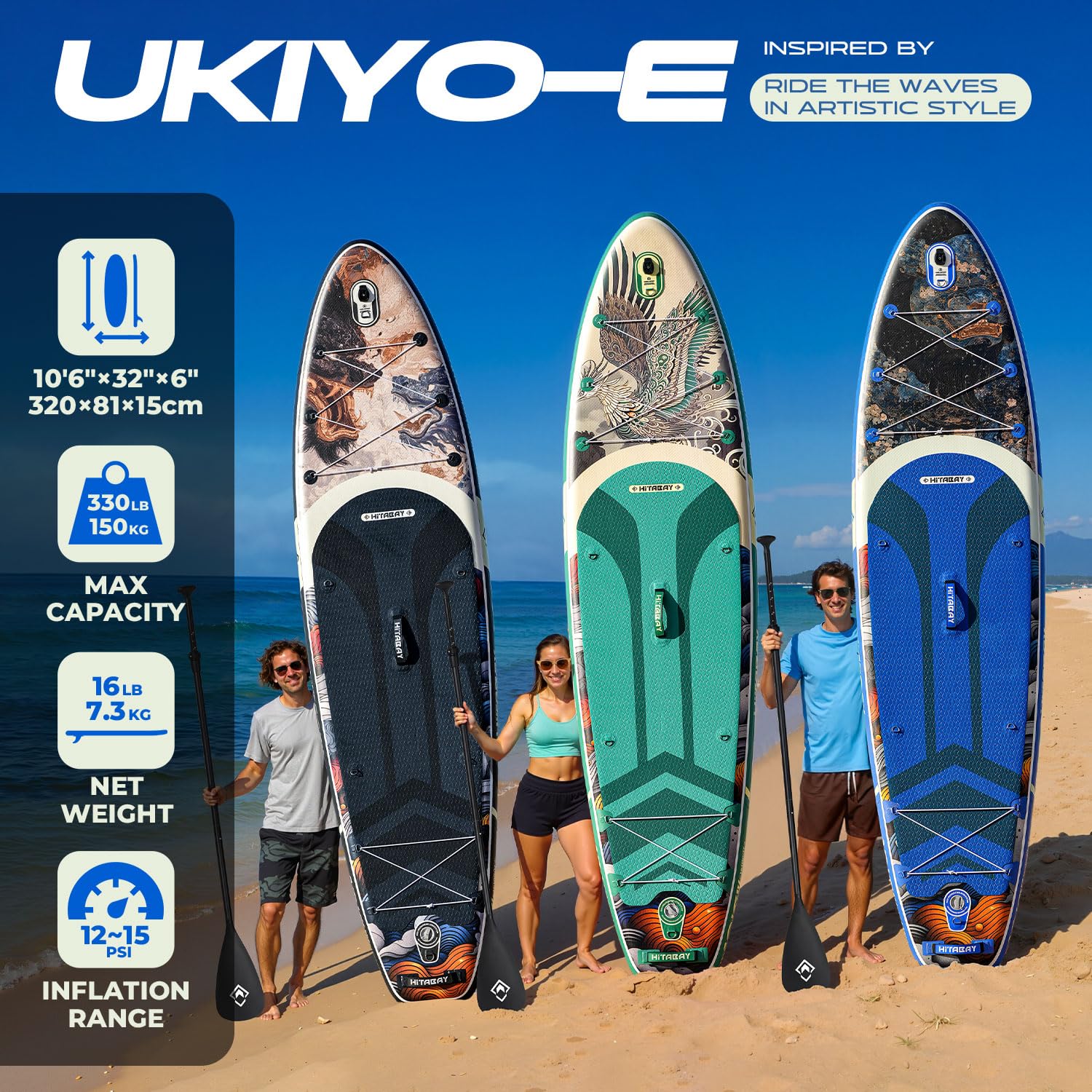 Tavola SUP Gonfiabile con Accessori Completi, Tavola da Paddle Surf Gonfiabile 320 x 81 x 15 cm, Capacità di Carico Massima 150kg, Unisex-Adulto Stand Up Paddle Board