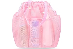 Mesh Portable Shower Bag with Drawstring for Travelers and College Students