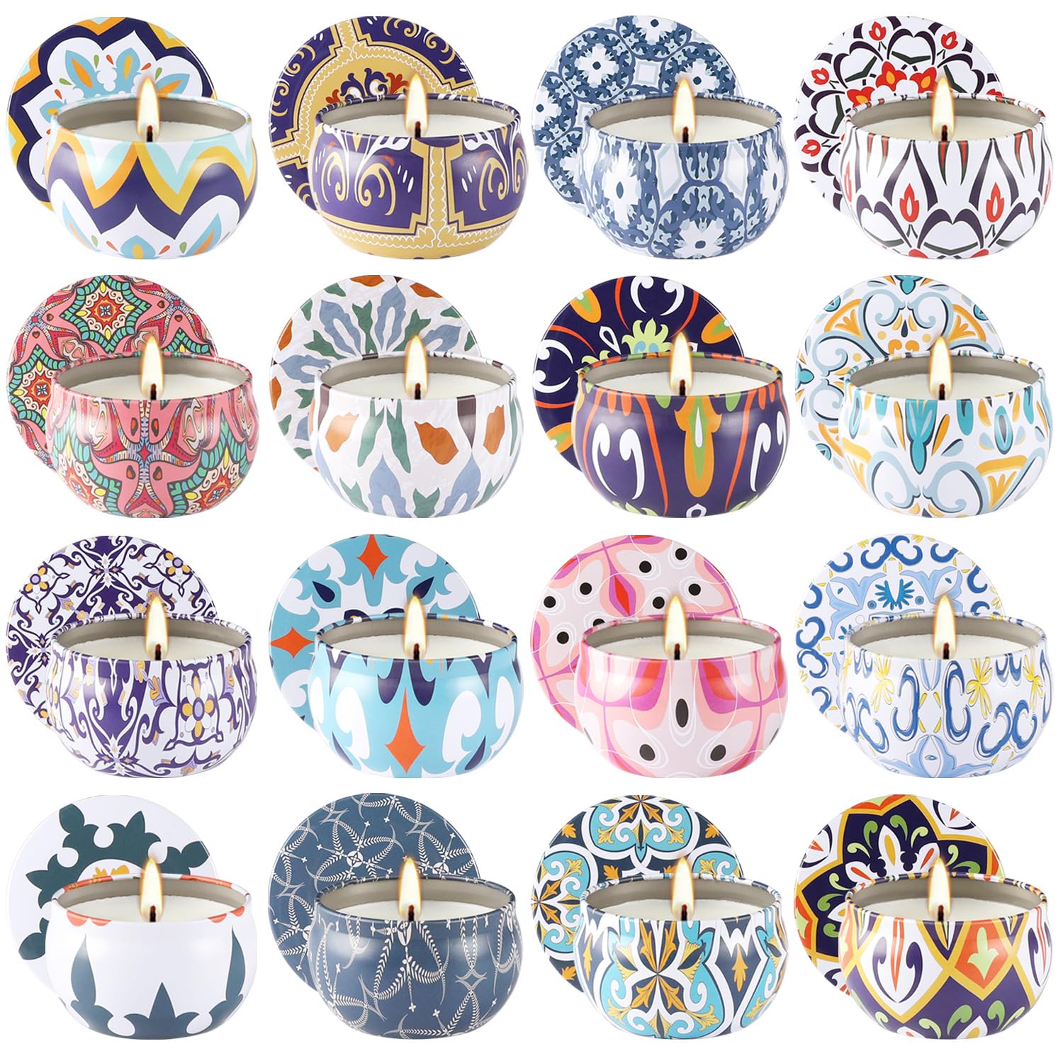 Toworld 16 PCS Scented Candles Gift Set, Natural Soy Wax Portable Travel Tin Candles for Home, 2.5 oz Long Lasting Aromatherapy Candle Set for Women Birthday Gifts