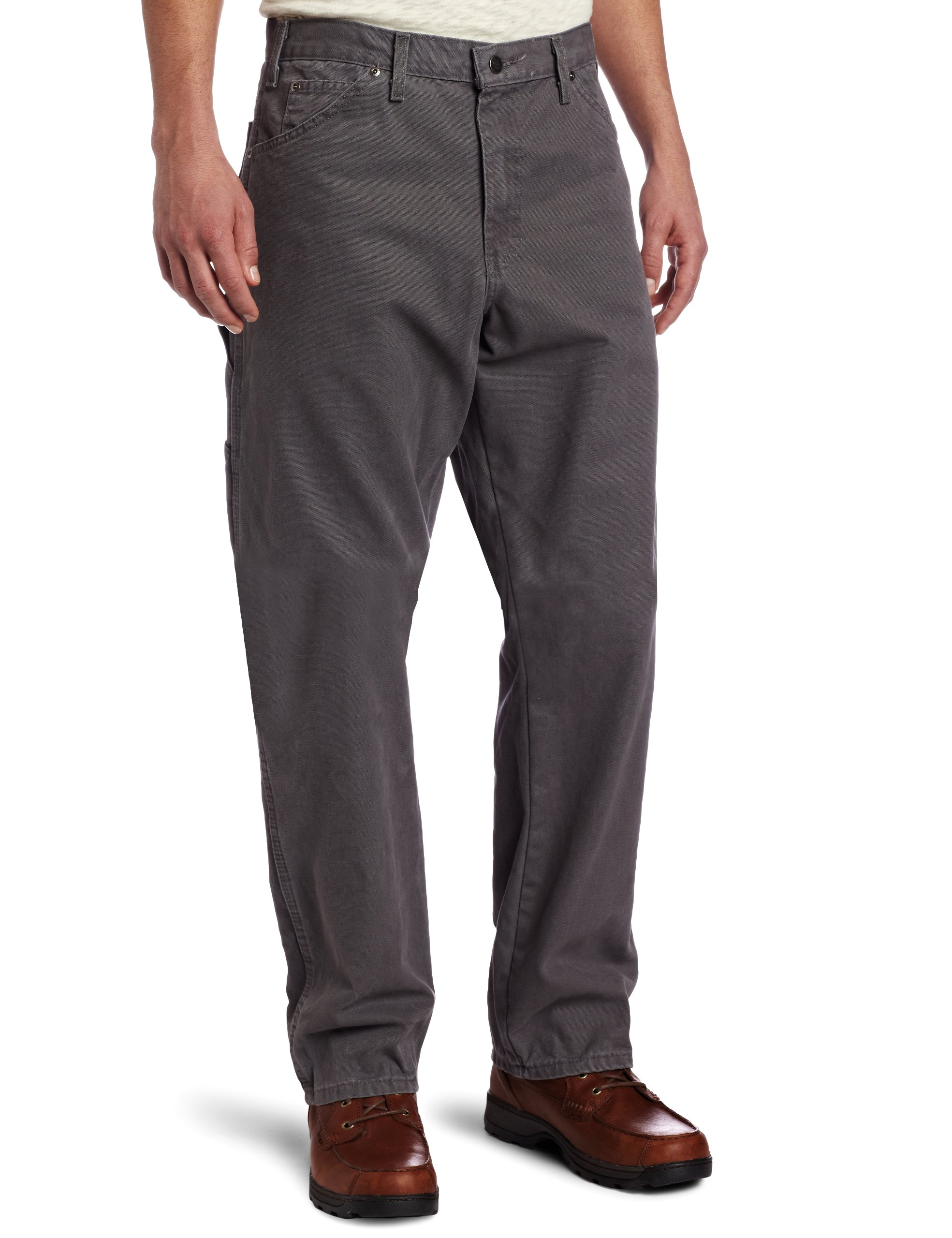 Dickies Men’s Relaxed Fit Sanded Duck Carpenter Jean, Slate Grey, 32W / 30L