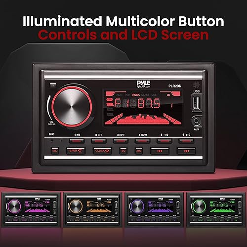 Miniatura 6 de Pyle Receptor estéreo marino Bluetooth para barco, unidad principal marina, receptor estéreo doble DIN, amplificador de potencia - Llamadas manos