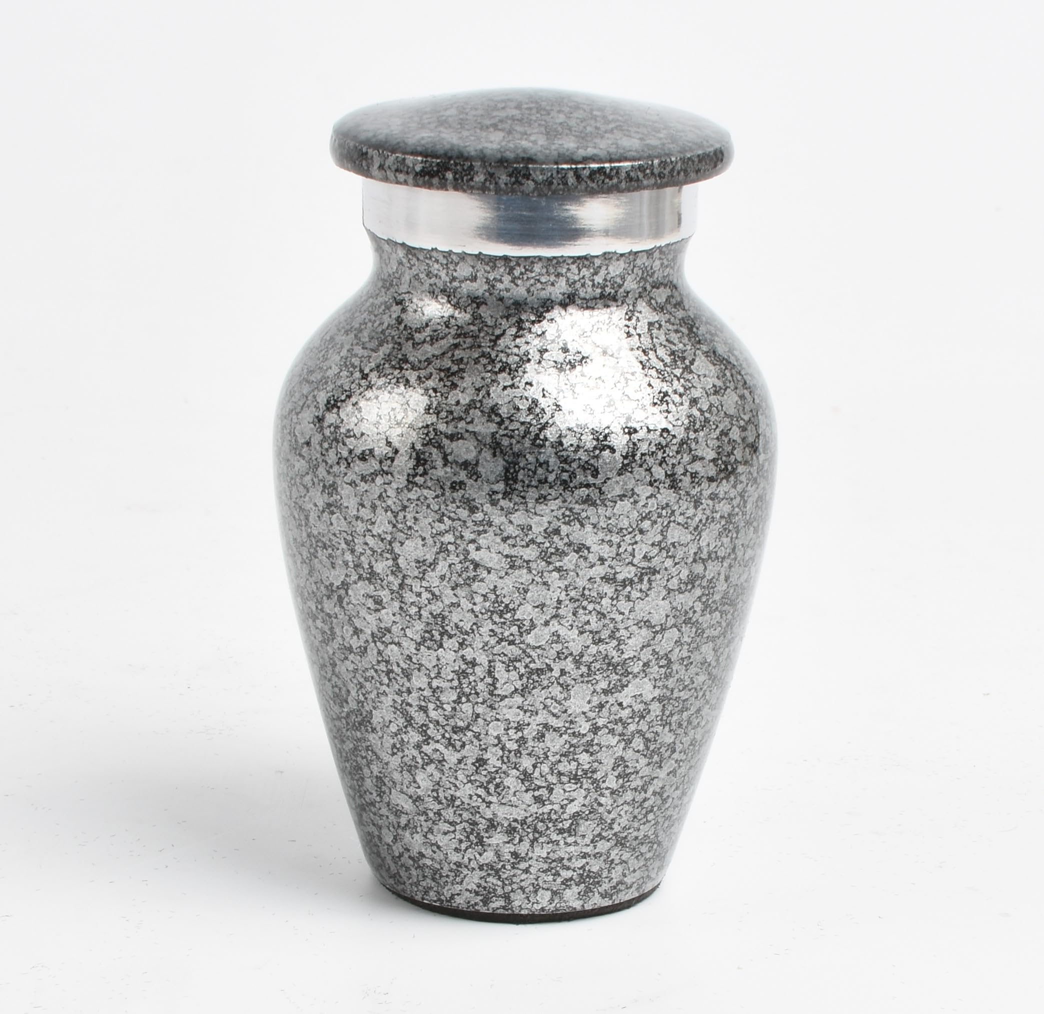 Small Keepsake Urn for Human & Pet Ashes – 3" Memorial Container With Velvet Presentation Gift Box - Capacity 7 Teaspoons - Handcrafted in Metal Aluminium Brass (Grey) — image 1