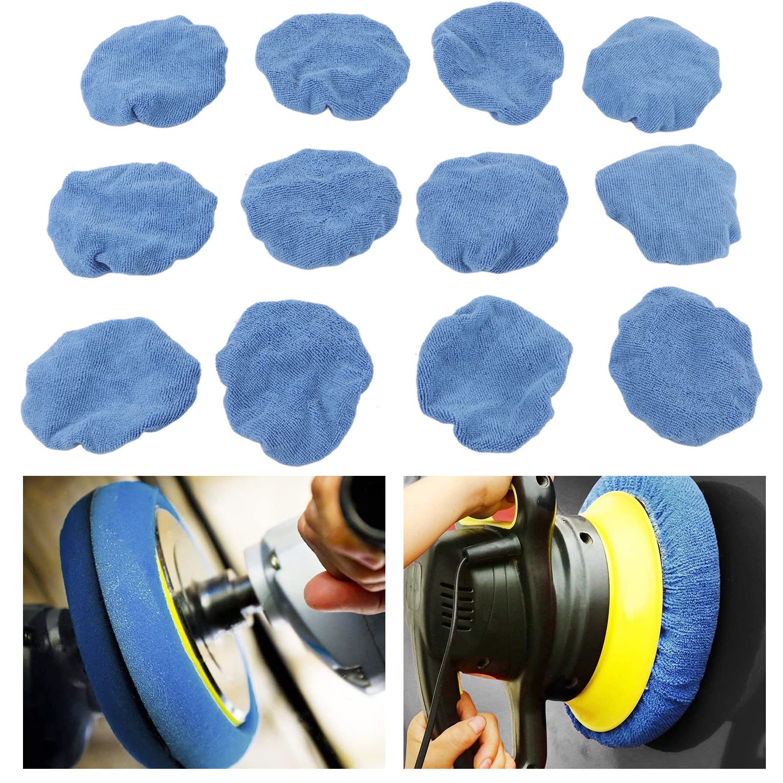 12 Stück Mikrofaser-Autopolierhauben, Weiche Polierpads mit Starker Absorption für 5-5,7-Zoll-Autopolierer