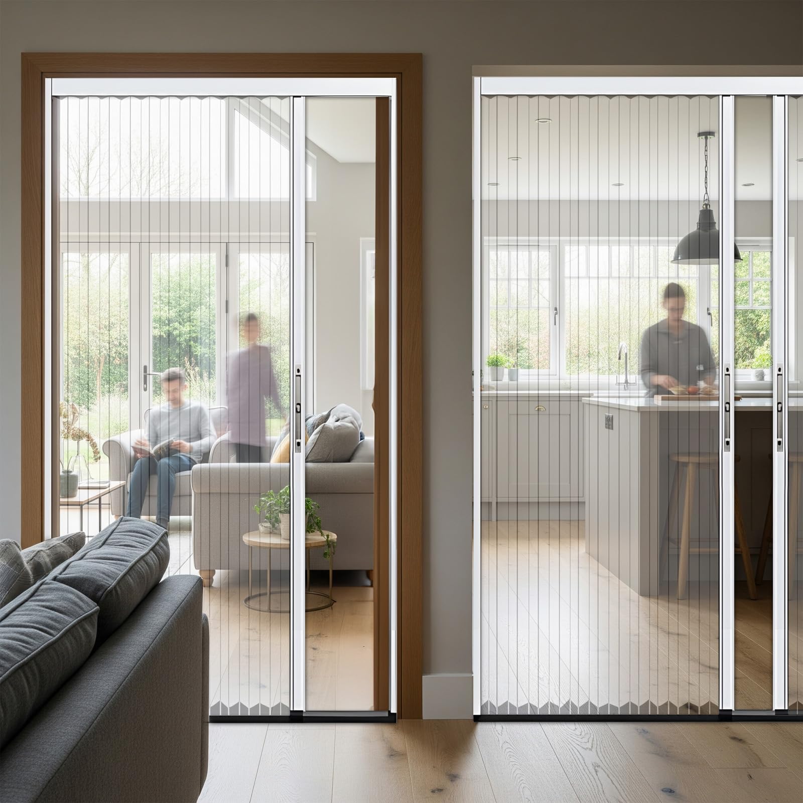 Puerta Corredera Plegable, Puerta Acordeón Interior Transparente sin Taladrar con Cerradura, Marco de Aluminio y Panel Acrílico, Separador de Ambientes para Baño Cocina Armario Patio