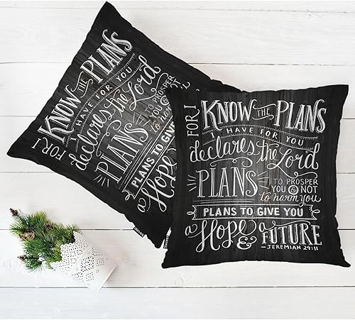 Miniatura 5 de Swono Juego de 2 fundas de almohada decorativas con versículo bíblico para el hogar, fundas de almohada para sala de estar, dormitorio, fundas de