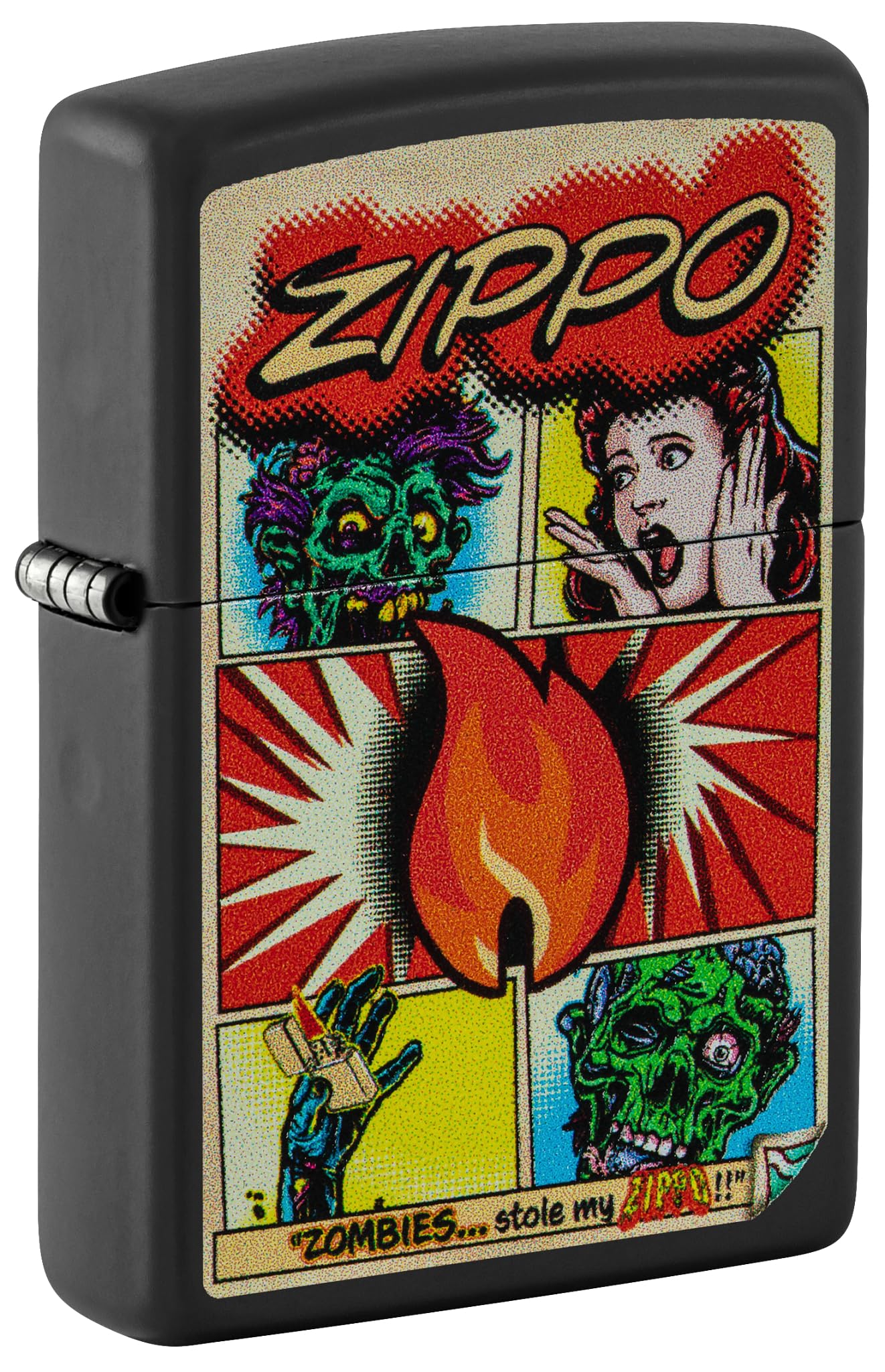 Zippo Comic Zombies Design Black Matte Pocket Fuel Refillable