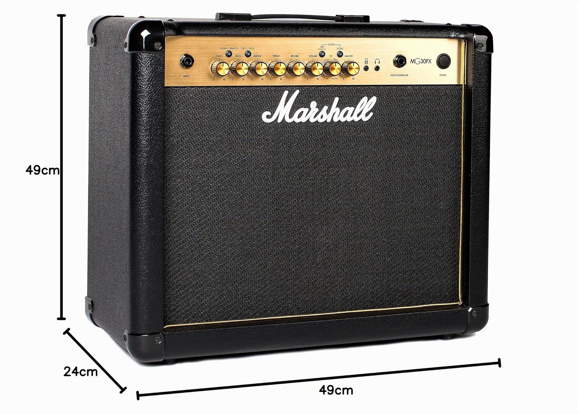 Marshall MG30GFX Gitarren-Combo-Verstärker mit integriertem FX, Übungsverstärker, geeignet für E-Gitarre – Schwarz und Gold
