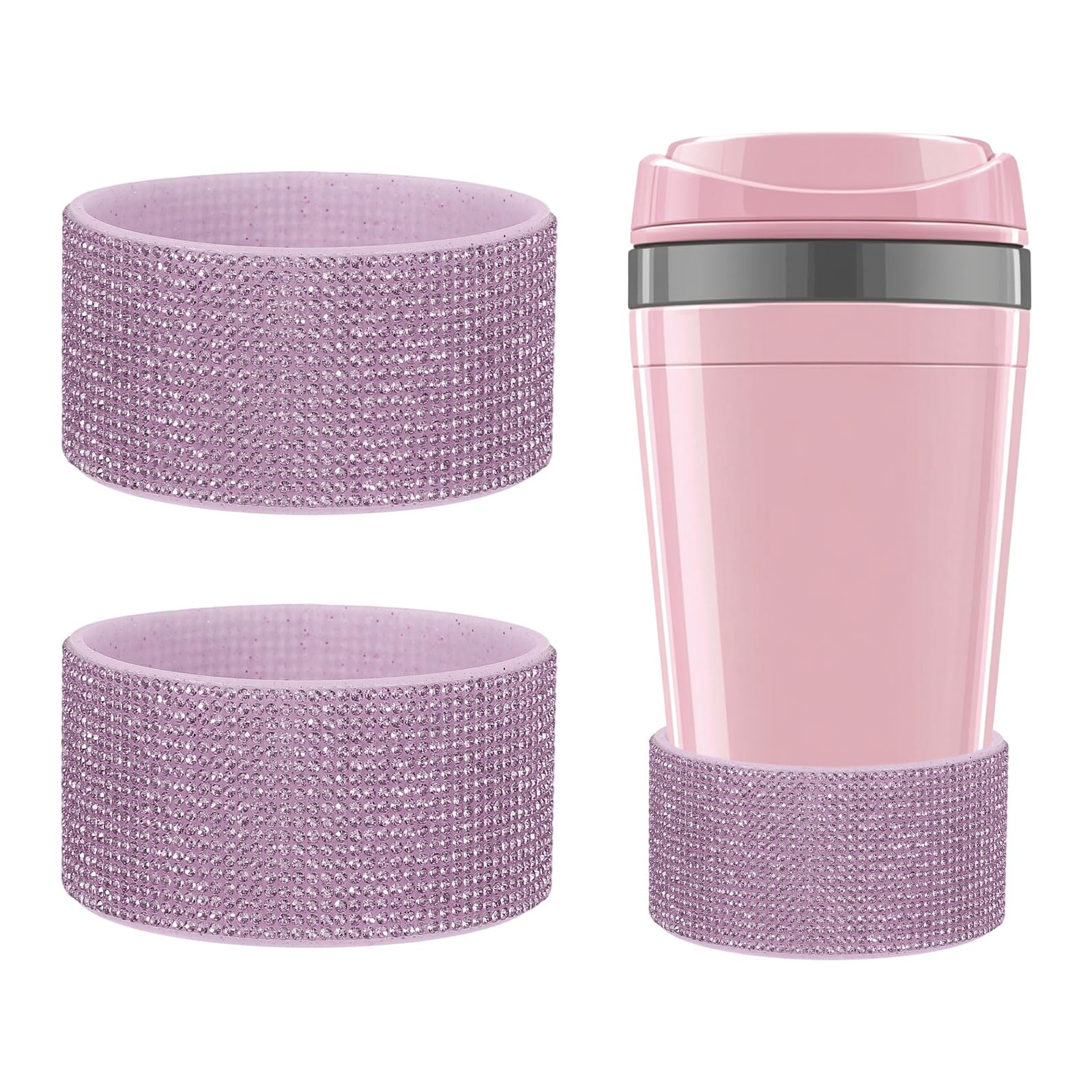 YELARXI Glitter Silicone Boot, Diamond Protective Boots Shining Anti Slip Cup Protector with 2.91"-2.95" Bottom - Fitting for (Stanley Tumbler Water Bottle) 2 Pack & 30-40oz & Purple