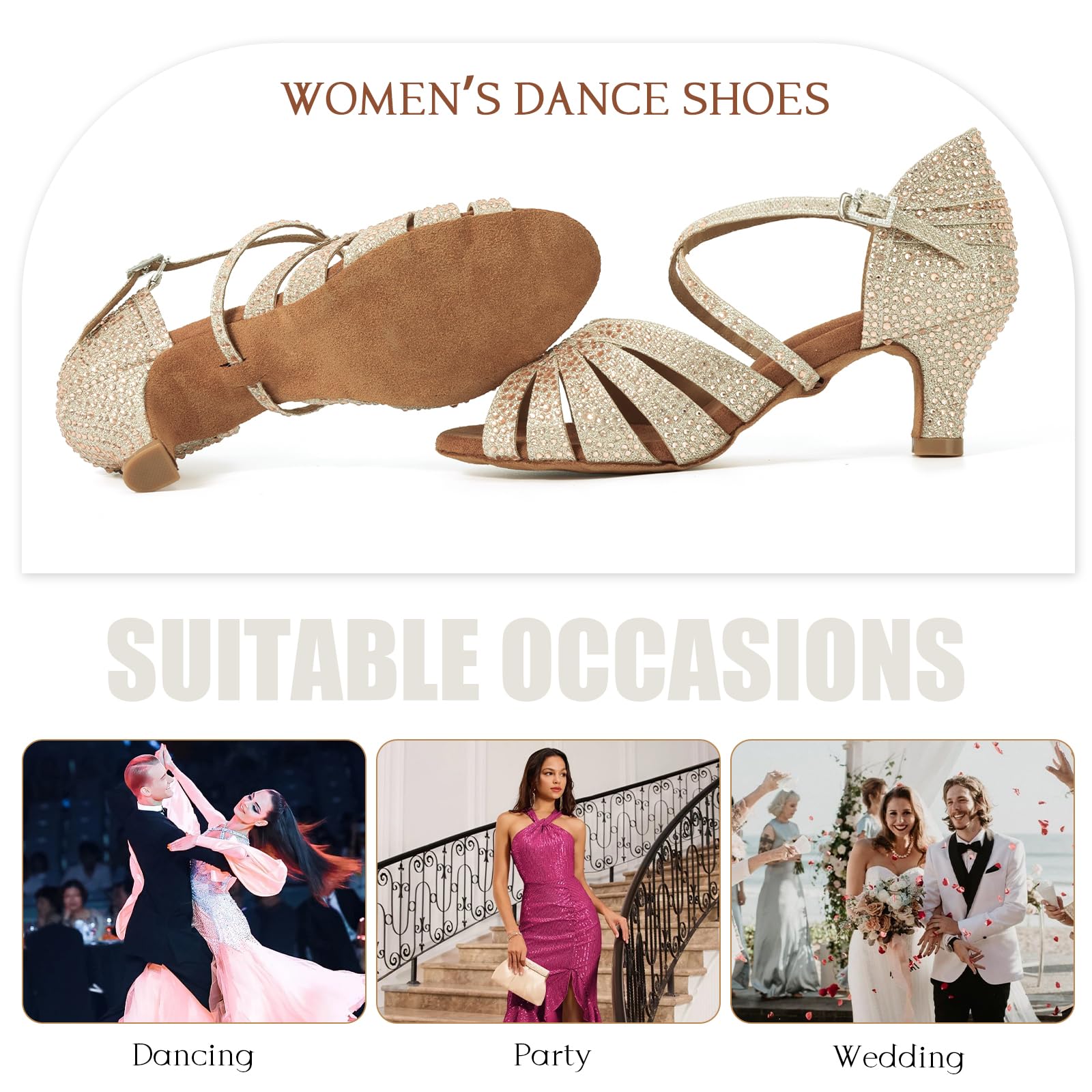 Zapatos De Baile Latino para Mujer Salsa SalóN con PedreríA Zapatos Dancing Party