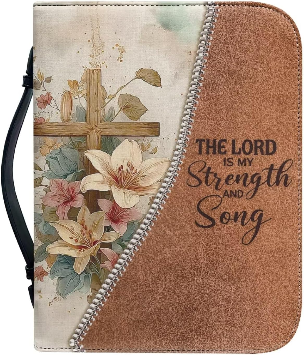 FOR U DESIGNS Bible Cover for Women - PU Leather Carrying Case, Classic Journal Bag, Butterfly and Flower Print Holder, Extra Large Size