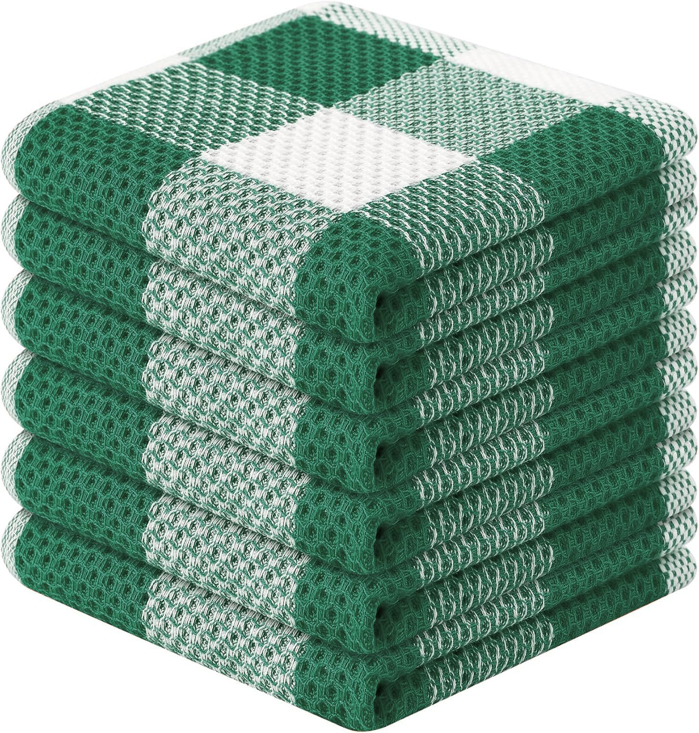 Homaxy 100% Cotton Waffle Weave Check Plaid Dish Cloths - dish cloths and dish towels | Mubboo