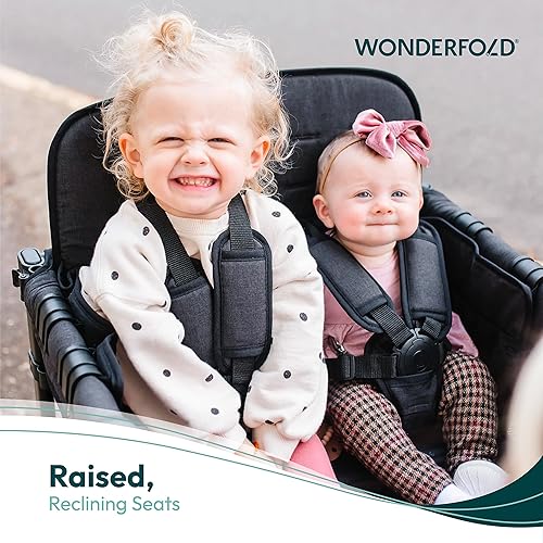 Miniatura 4 de WONDERFOLD W4 Elite - Cochecito cuádruple con 4 asientos cara a cara con arneses de 5 puntos, mango de empuje ajustable y toldo extraíble de