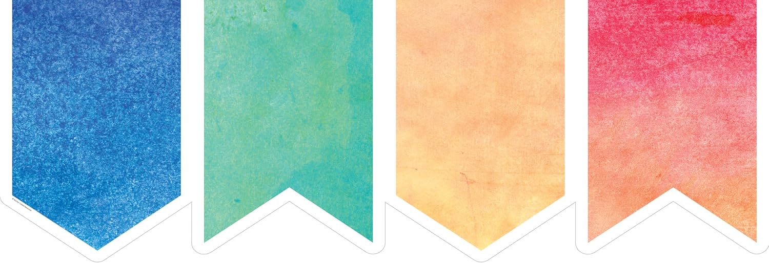 Teacher Created Resources Watercolor Pennants Big Big Border Trim (TCR8981)