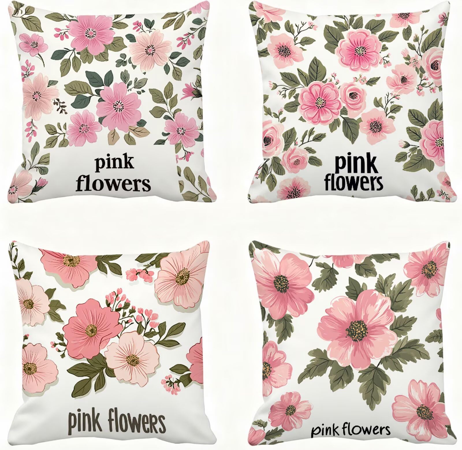 Rosa Funda Cojin 60x60 Flor Funda Almohada 60x60 Cojines Sofa Súper Suave Fundas Cojines Decorativos Fundas Almohadas 4 Piezas Almohada Cervicales y Cuello, para Hogar Cama Salon Decoracion E - 865