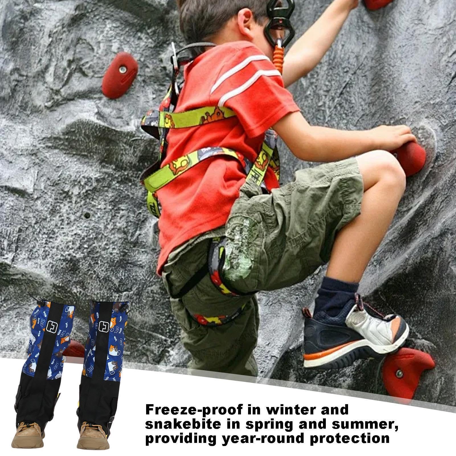 Polainas de pierna para la nieve, protectores de piernas a prueba de viento para actividades al aire libre, protección transpirable para niños pequeños niñas al escalar, caminar de invierno