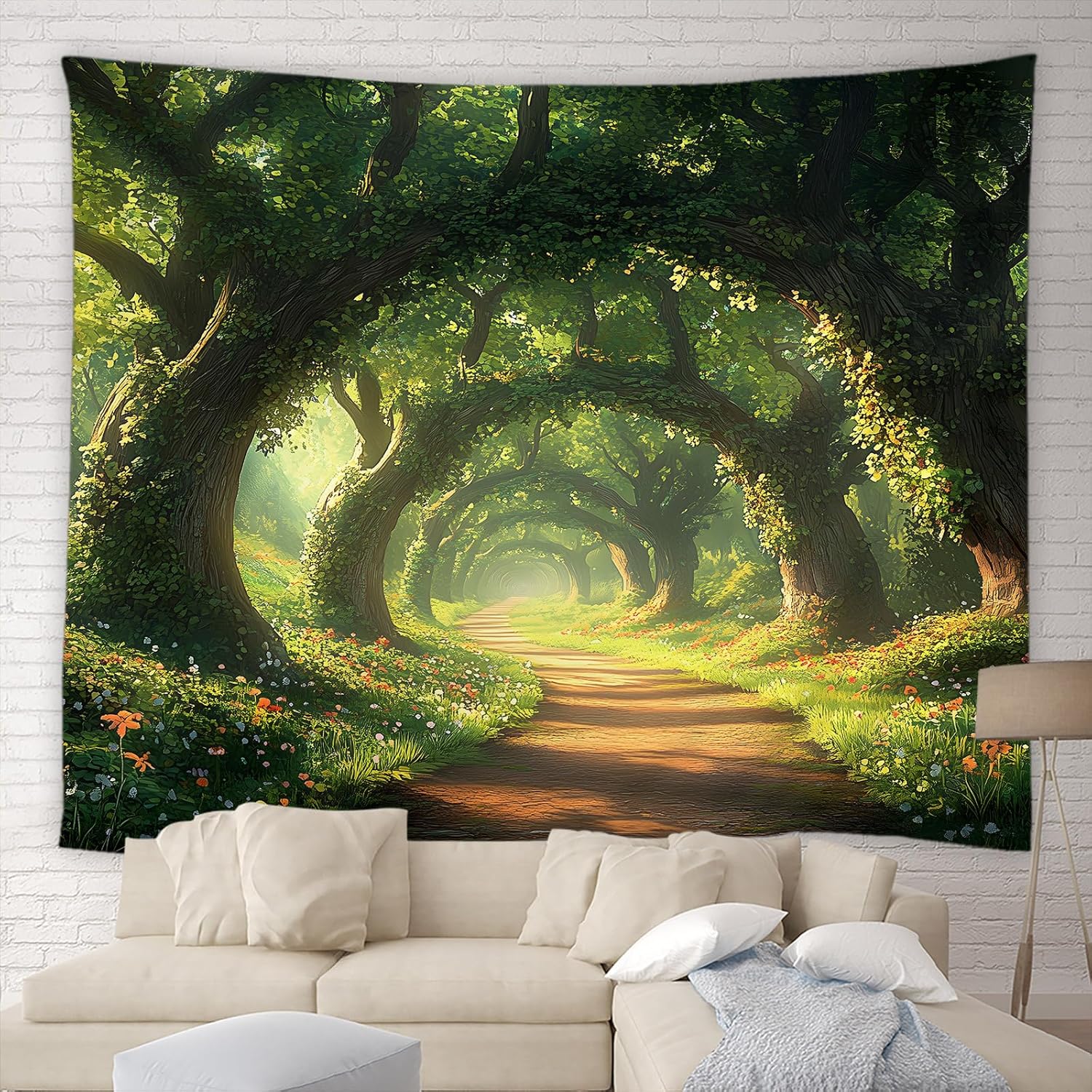 HYKHYK Forest Garden Shower Curtain Green Tree Nature Meadow Floral Plant Enchanted Jungle Scenery Wall Hanging Art Decor for Bedroom,Living Room,Dorm