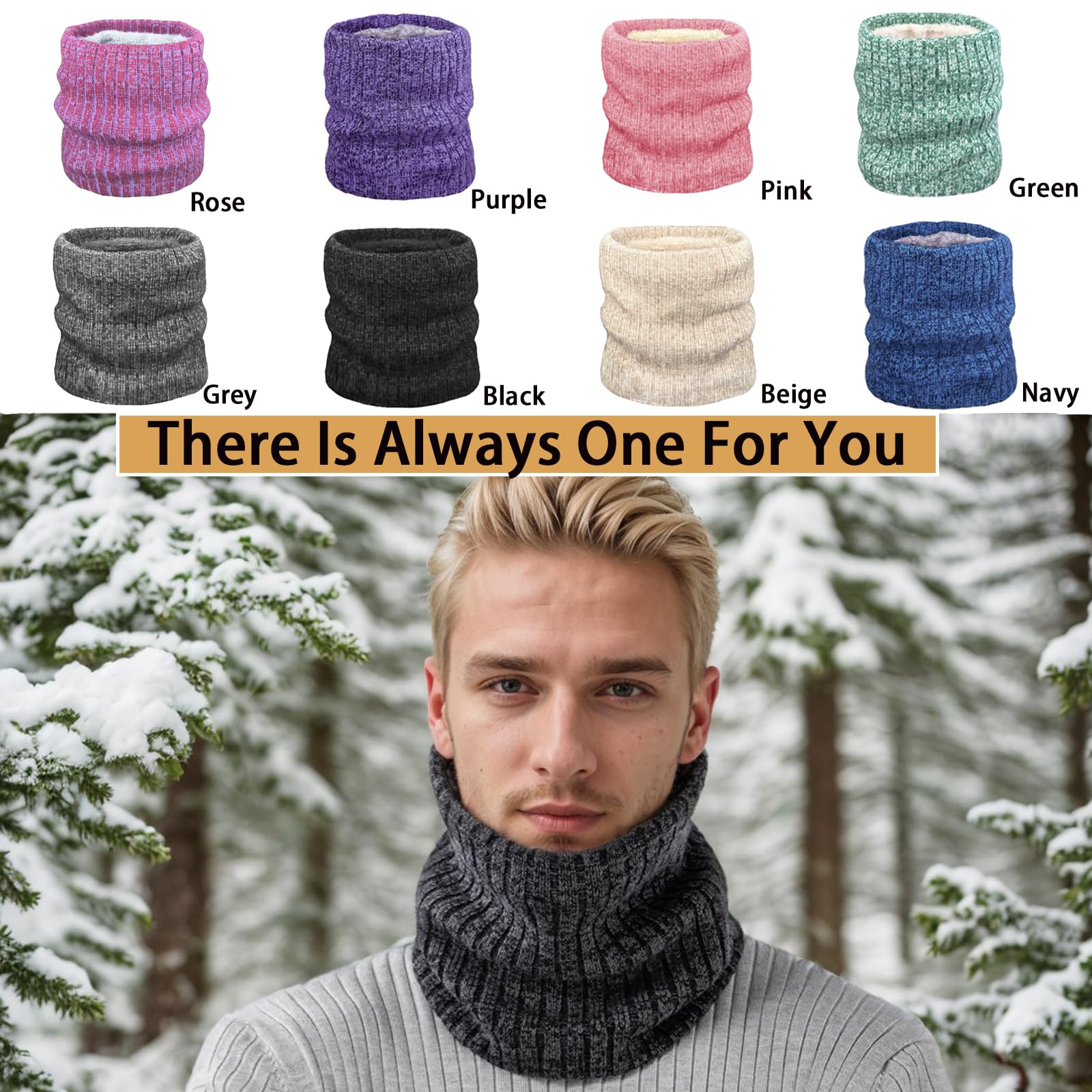 Braga Cuello Invierno Hombre Mujer, Calentador de Cuello Polar Térmica Cálido Bufanda Snood para Esquí Snowboard Moto Ciclismo Running