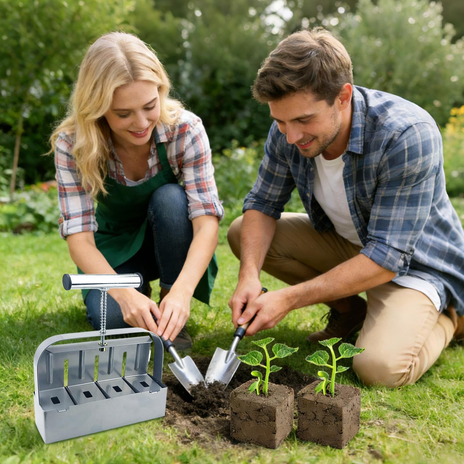 Herramienta para Terrones de Suelo Herramientas de Jardinería de Acero con | Formador Tierra Mano para Plantar Para Siembra Transplantación Propagación Invernadero y Exterior