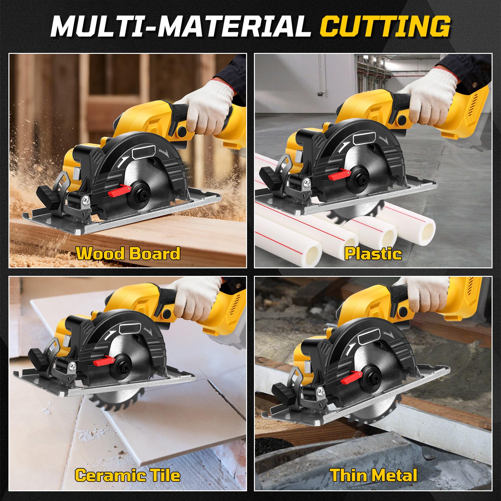 Sega Circolare A Batteria Da 7 Pollici Per DeWalt 20V - Motore Brushless 7200 RPM, Taglio Fino A 65 Mm, Leggera E Con Angolo Regolabile, Ideale Per Legno E Metallo Morbido