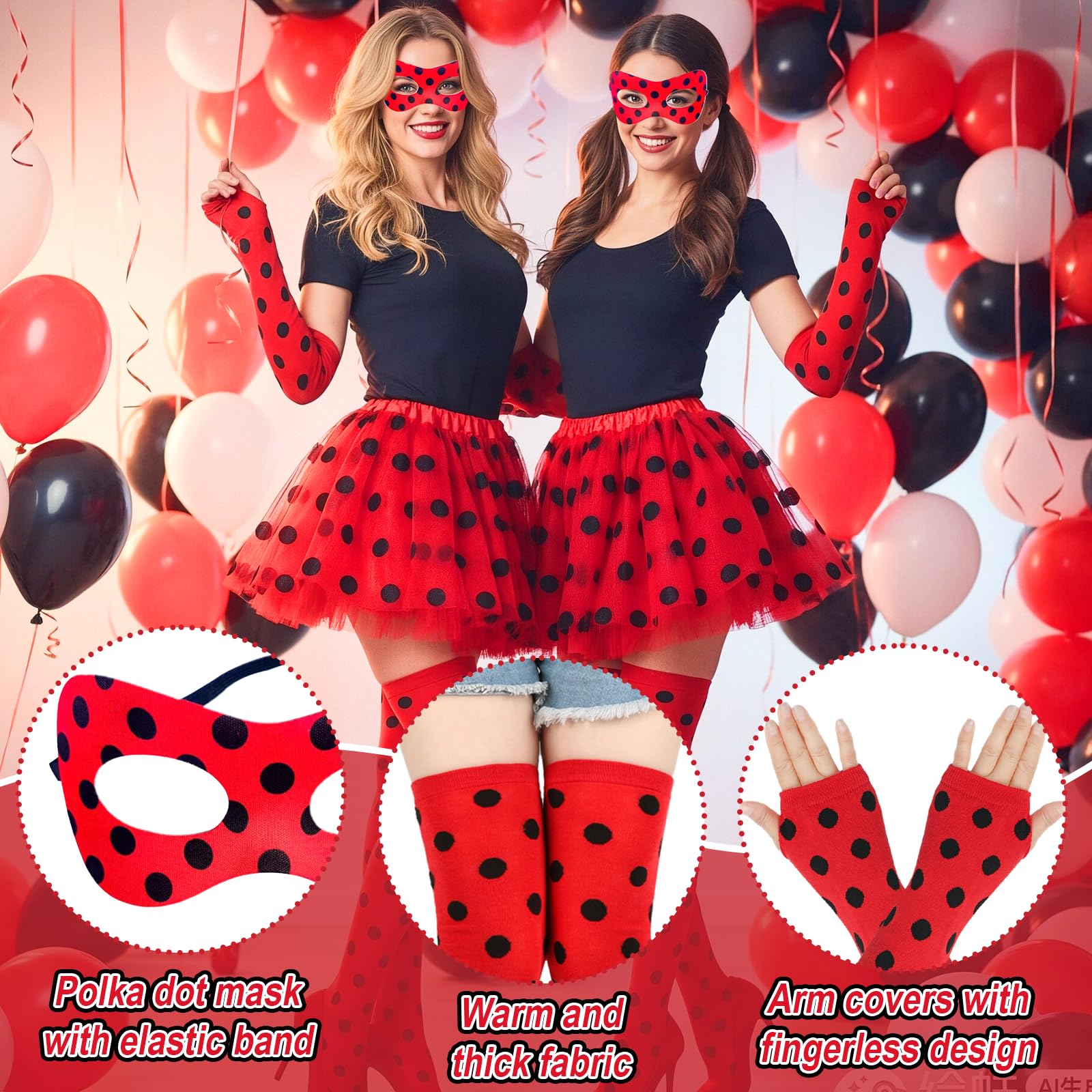 Xerteam Ladybird Costume Accessories Set for Girls Adult Ladybird Tutu Outfit Set - Image 4