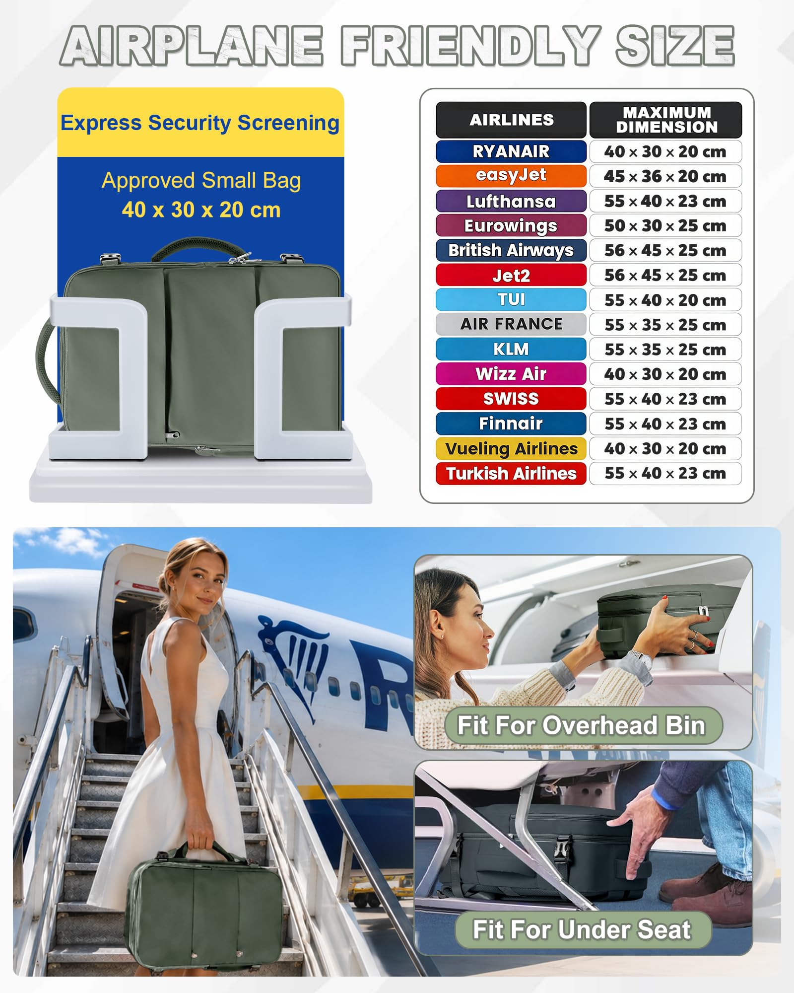 SZLX Plecak Próżniowy Bagaż Podręczny Dla Kobiet, Plecak Z Poduszką i Systemem Próżniowym Do Podróży, Plecak Podróżny Ryanair W Rozmiarze Kabinowym Z Pompką, Wodoodporna Walizka Próżniowa Dla Mężczyzn
