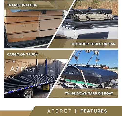 Miniatura 4 de Paquete de 10 cordones elásticos de goma con ganchos I de 9 pulgadas, 14 pulgadas de estiramiento máximo, correas de amarre negras resistentes para