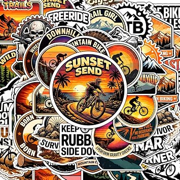 1.5-2 Inch 60Pcs Mountain Bike Stickers, MTB Cycling Vinyl Decals