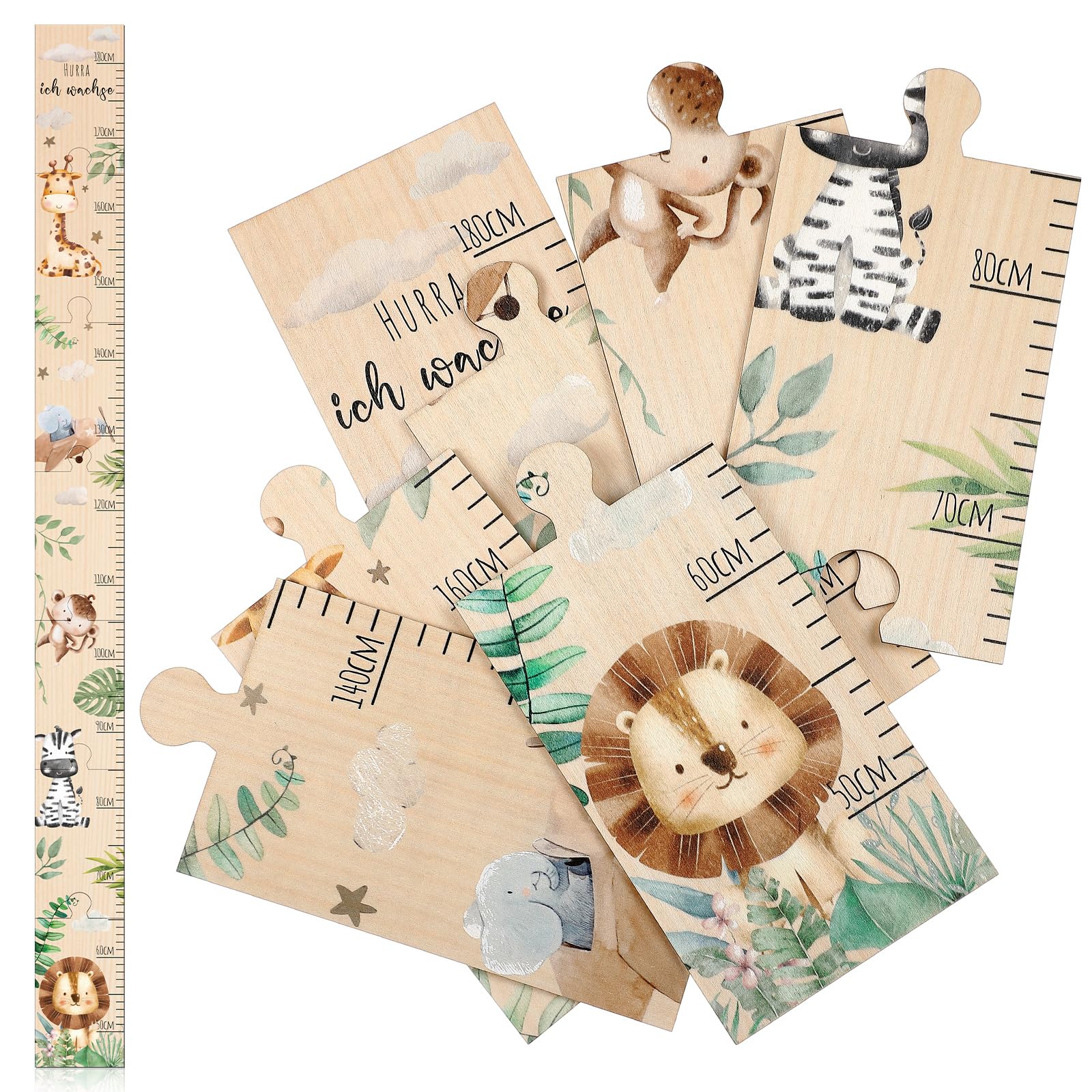 Otuuz Tabla de Altura para Niños de Madera Gráficos de Crecimiento para Bebé con Motivo de Animales Decoración para Habitación Infantil Regalos de Bautismo para Niños 50-180 cm(Animales del Bosque)