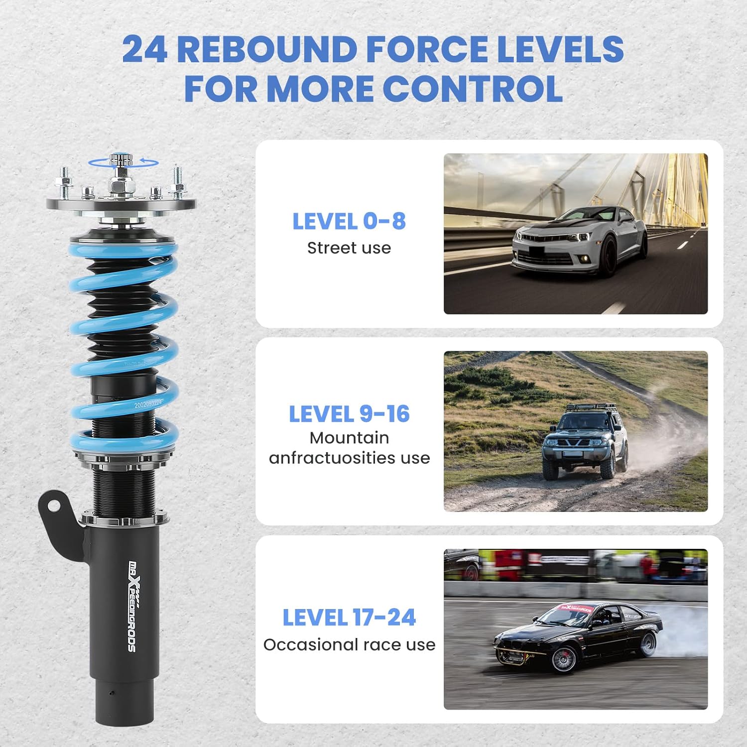 maXpeedingrods 24-Level Adjustable Coilovers for BMW E46 3 Series 1998-2006 2
