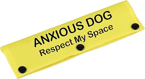 Divertida funda para correa para perro, Anxious Dog Respect My Space, Alerta colgante, parche de identificación (espect my space-YE)