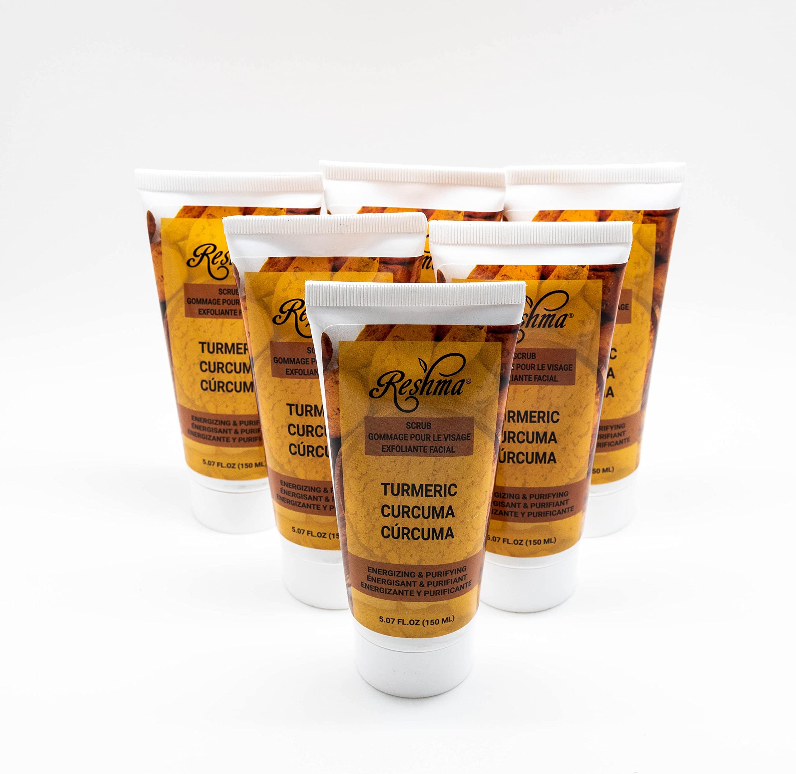 Reshma Beauty Turmeric Scrub | Dual Action Cleanser Face & Body Scrub | Gentle for All Skin Types and Dull Skin| Hydrating and Exfoliating | Enhances Natural Glow |Cruelty Free (Pack of 6)