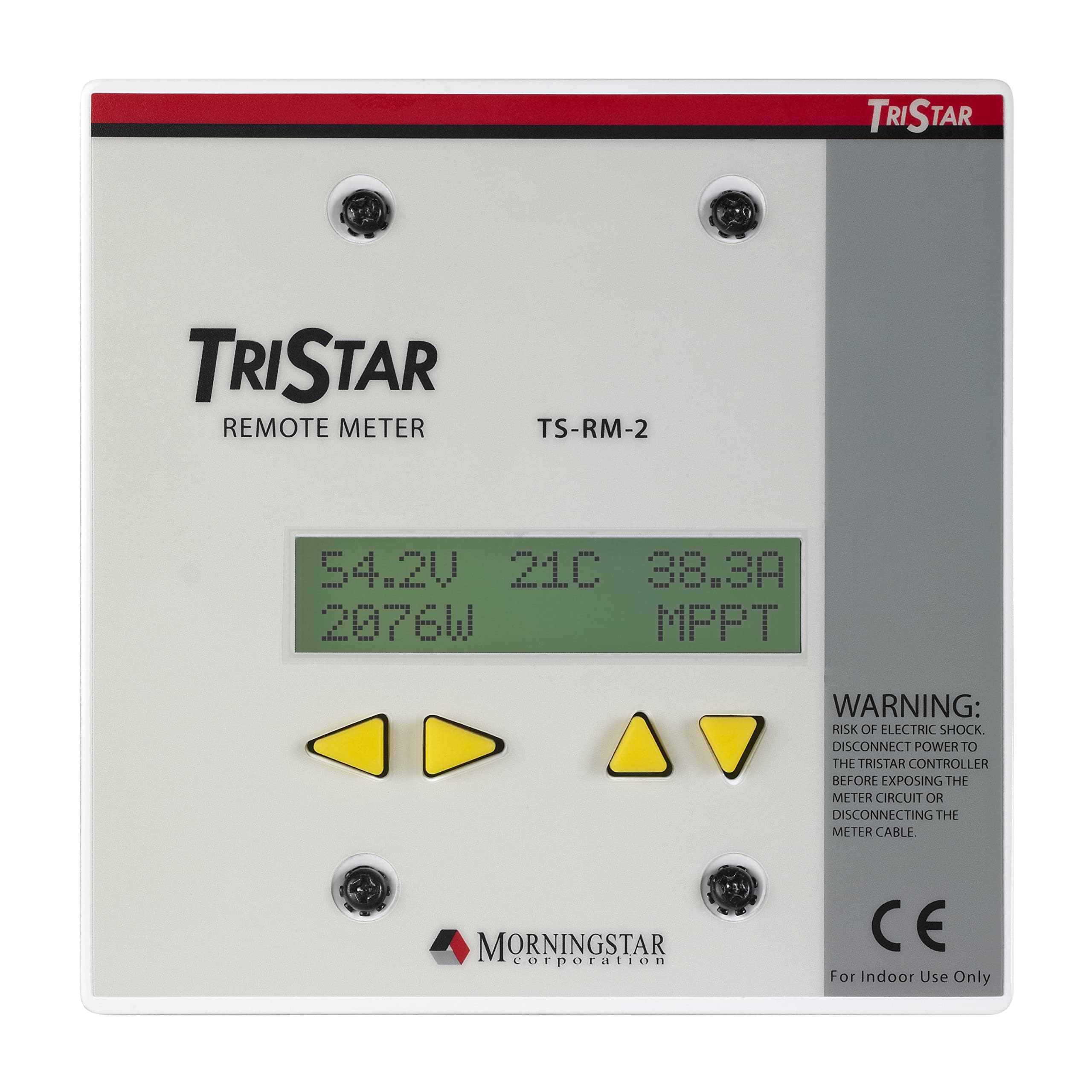 Morningstar Tristar Remote Meter-2 (TS-RM-2) - Connects via 30m Cable to Tristar PWM/MPPT Solar Controllers to Display System Info, Logged Data, Graphs, Alarms & Faults Troubleshooting - 5 Languages