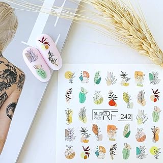 Slider.RF Feather and leaf nail Decals/Sliders for manicure or pedicure, Decal for nails, Slider for manicures and pedicures, Nail art