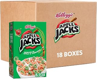 Kellogg's Apple Jacks Breakfast Cereal, Kids Cereal, Family Breakfast, Original (18 Boxes)