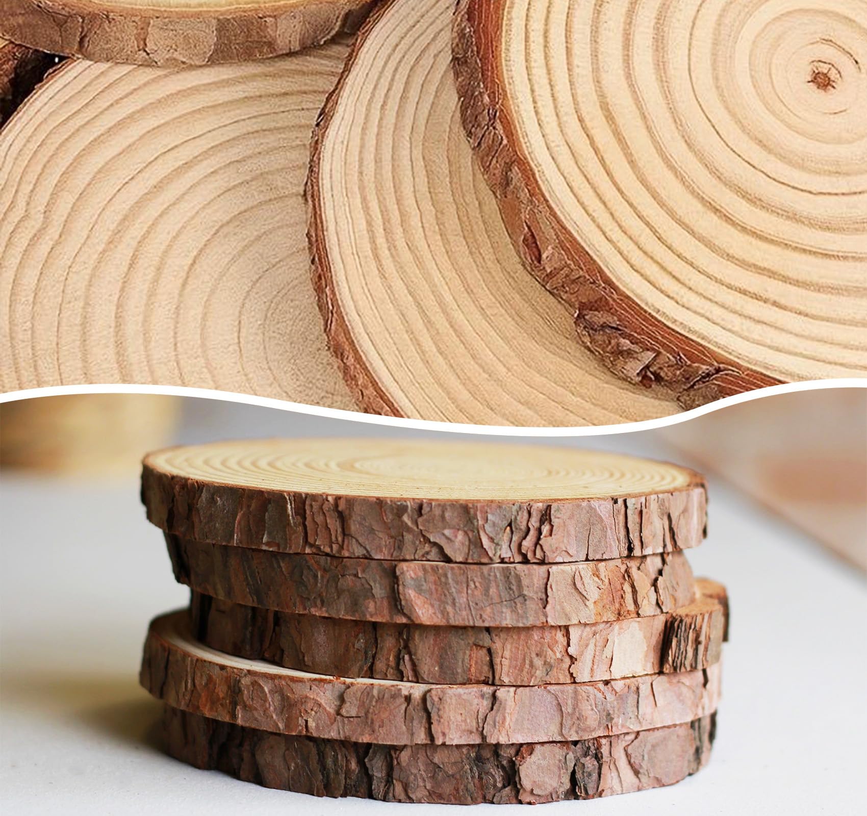Homewit Natürliche Holzscheiben 20-23 cm Durchmesser, 16 Stück Baumscheiben aus Massivholz, Holzscheibe 2 cm Stärke, Unbehandelte Runde Holz Scheiben für Kreativprojekte, Basteln & Persönliche Deko