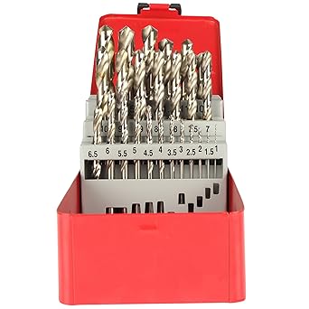 Miranda MIR25STD Standard Jobber Drill Bit Set Size 1 mm to 13 mm Metal Box Pack of 25 Pieces