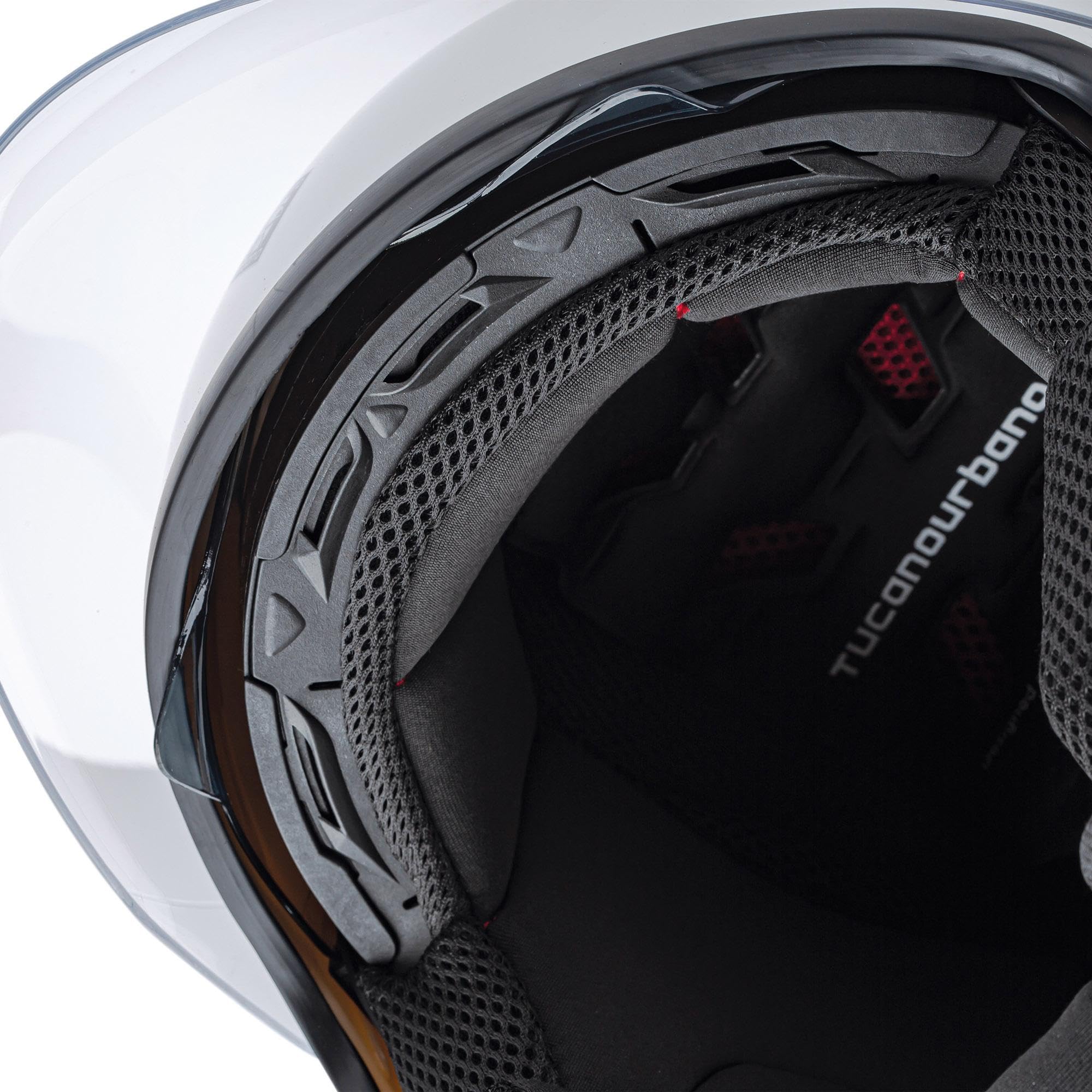 Tucano Urbano casco demi jet unisex EL'TOP. Casco moto in policarbonato, casco scooter all seasons con doppia visiera e copri–aerazione Dynamic Flow. Casco omologato ECE 22.05 Bianco lucido Tg. XL