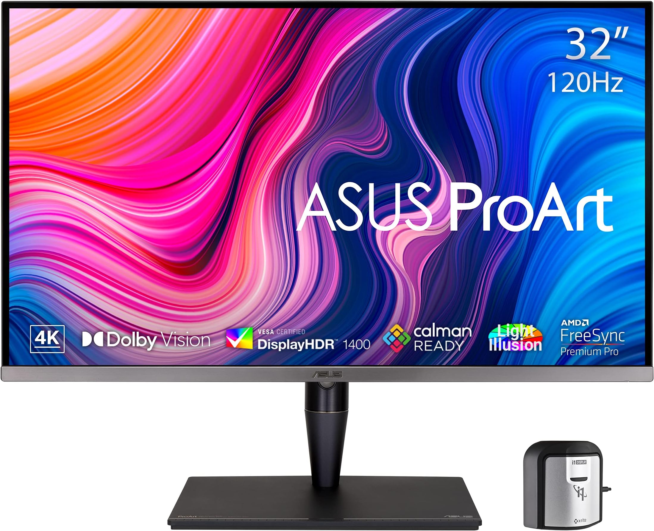 ProArt Display 32” 4K HDR Computer Monitor (PA32UCG-K) - UHD (3840 x 2160), Mini-LED IPS, 1600nits, 120Hz, 10-bit, Thunderbolt 3, HDMI2.1, w/Calibrator, Compatible with Laptop & Mac Monitor