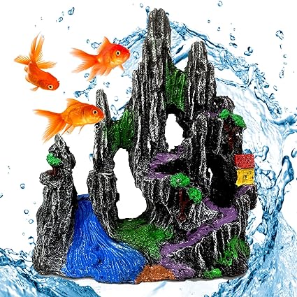 JAINSONS PET PRODUCTS Aquarium Mountain View Stone Ornament, Rock Cave Landscape, Large Aquarium Ornament Rock Artificial Fish Tank Decoration