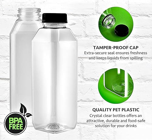 Miniatura 6 de Green Direct Botellas de plástico de 12 onzas con tapas, botellas de agua transparentes, botellas reutilizables sin BPA con tapas, botellas vacías