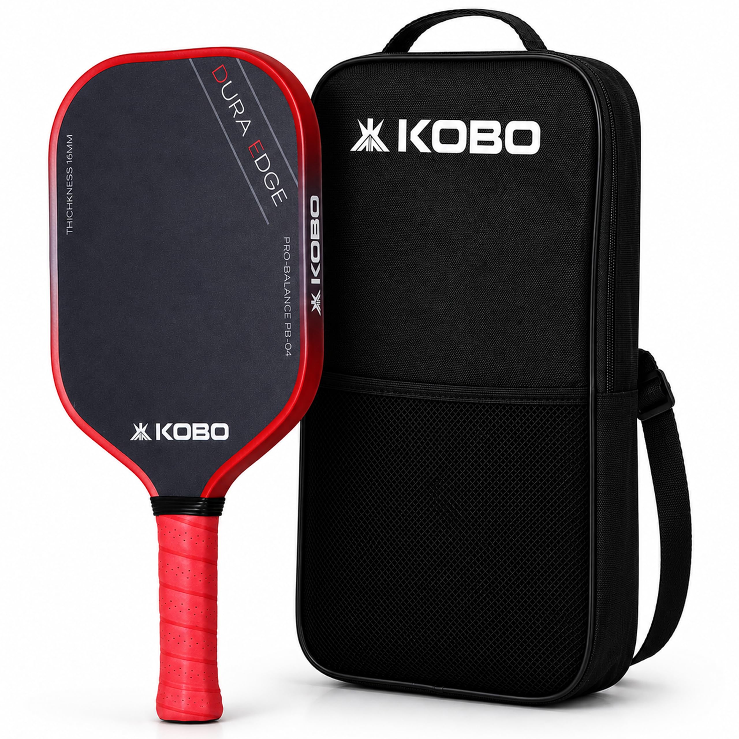 Kobo Glass Fiber Pickleball Paddle Racket PB-04 with 16mm Core & Padded Bag | Official Size 410×198mm | 240g Lightweight | Soft Cushioned Grip | Balanced Power & Control | Beginners & Intermediate Player-picture-11