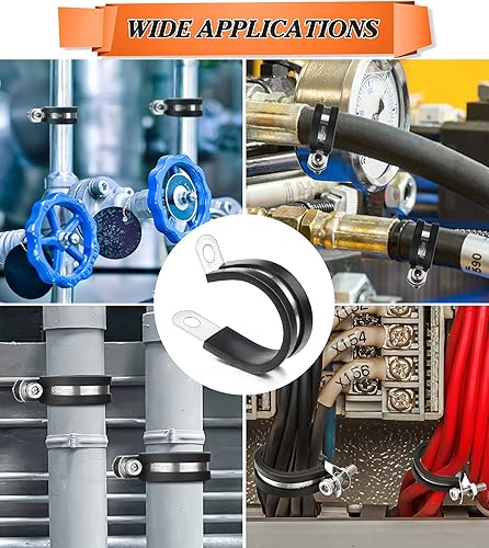 Miniatura 7 de Juego surtido de 60 abrazaderas de cable, abrazaderas de manguera de goma de acero inoxidable, abrazaderas de manguera, abrazadera de metal,